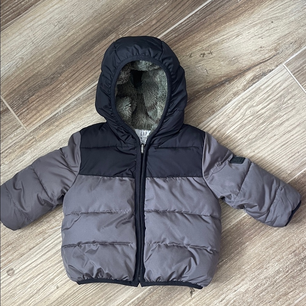 BABY GAP Reversible Jacket - Grey, Black, Camo 6-12 Months Like New
